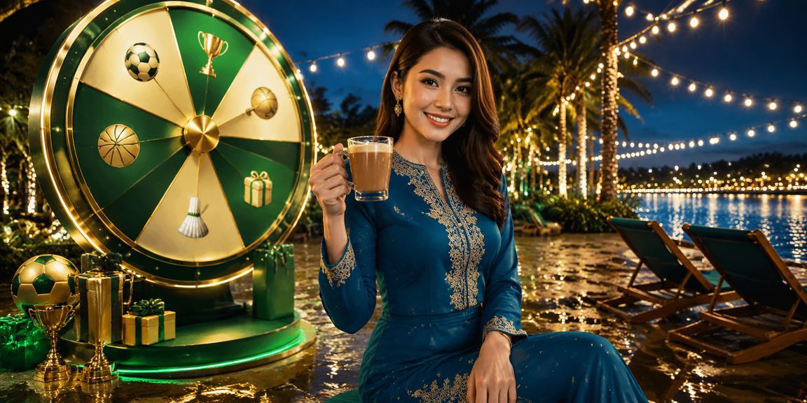 Malaysian online entertainment and betting atmosphere featuring traditional baju kurung attire